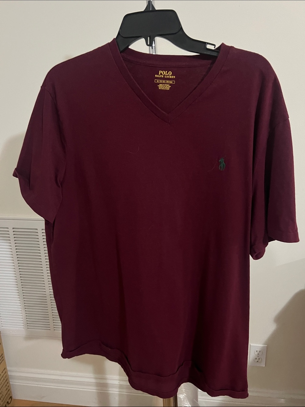 Polo by Ralph Lauren Men's V-Neck Tee in Burgundy